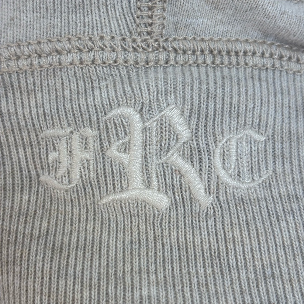 Vtg Ralph Lauren Rugby Beige Hoodie Kangaroo Pockets Elbow Patches size M - Picture 4 of 14